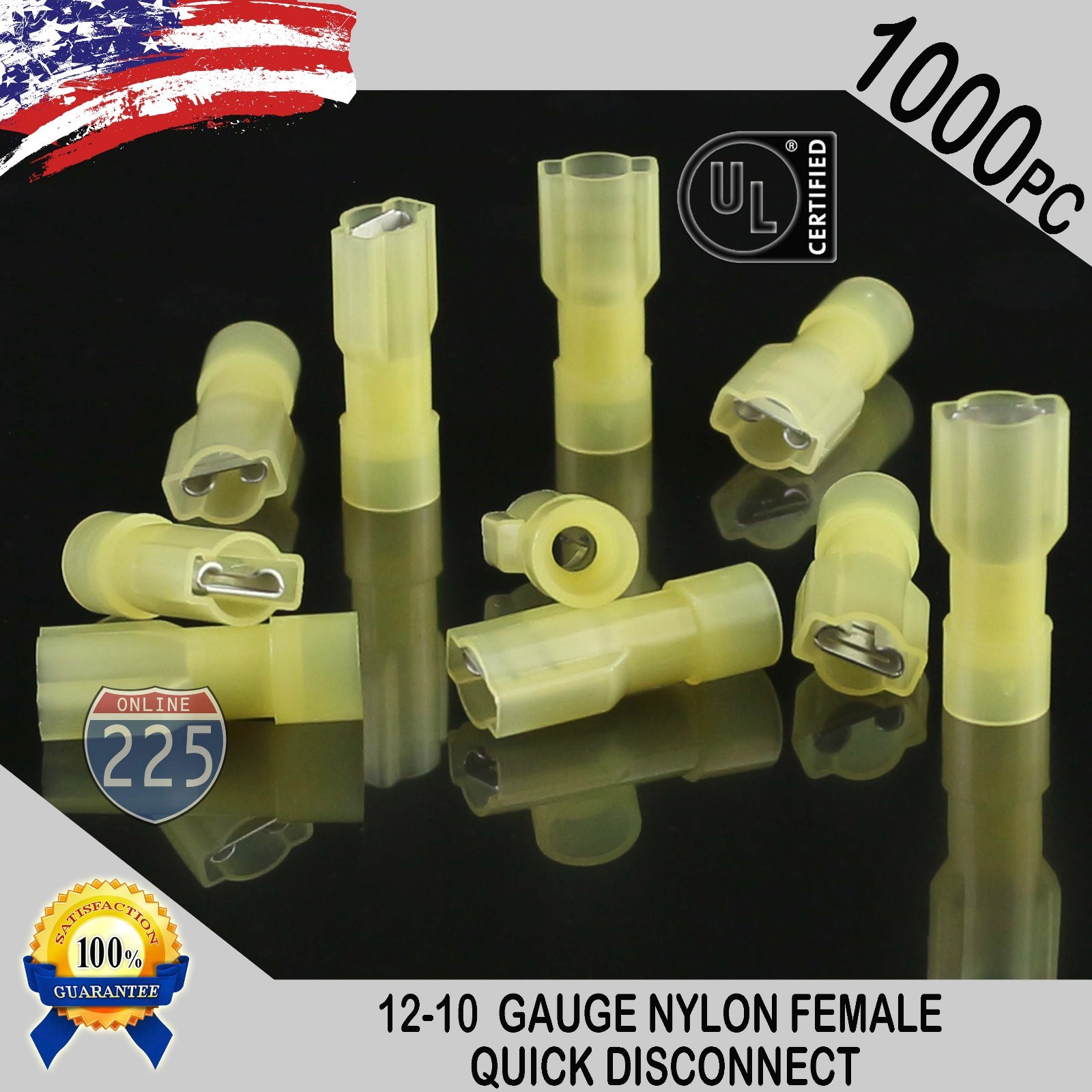 12-10 GAUGE 1000 PC NYLON FULLY INSULATED QUICK DISCONNECT FEMALE .250 CONNECTOR