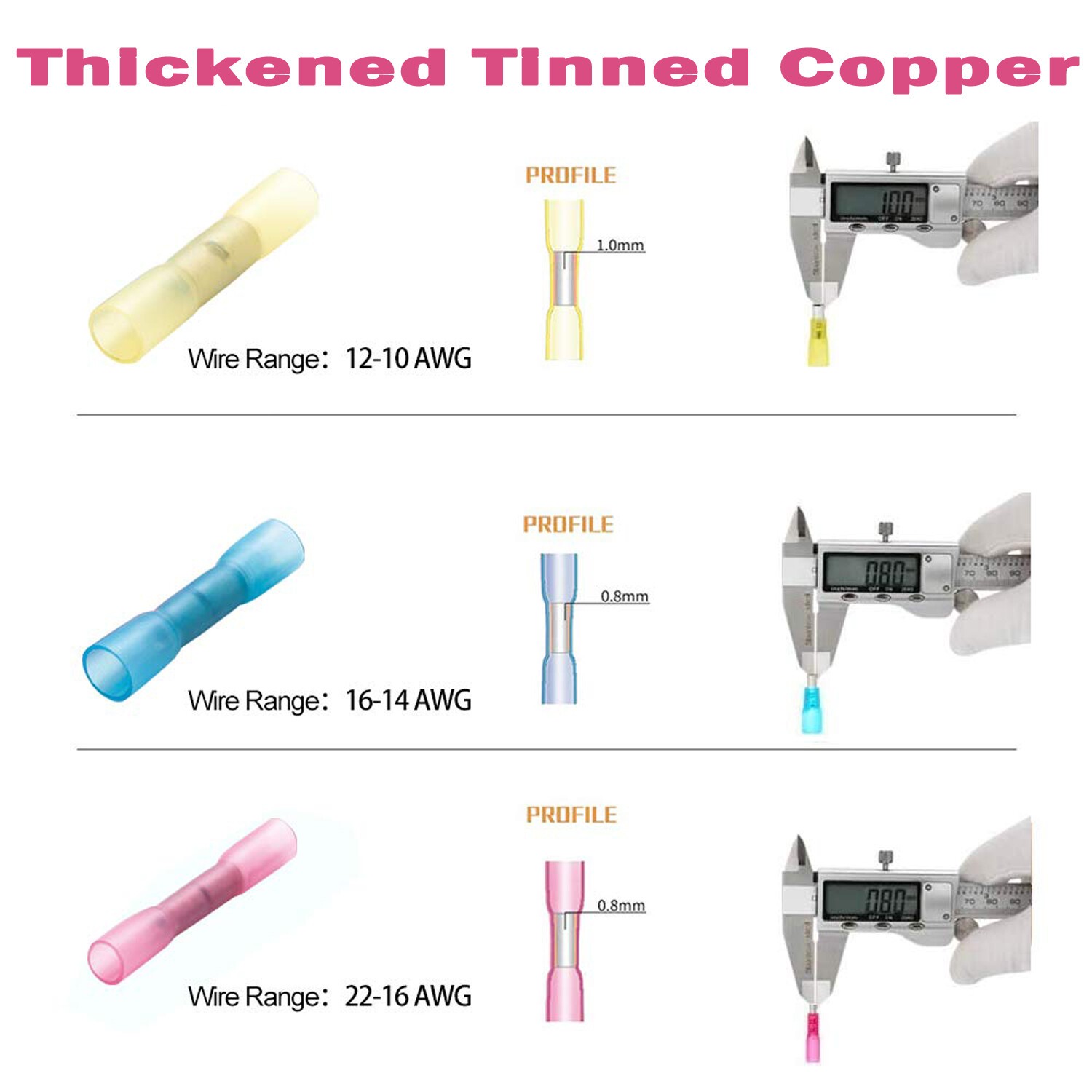 Waterproof Heat Shrink Butt Connectors Marine Crimp Wire Splice Terminals kit US