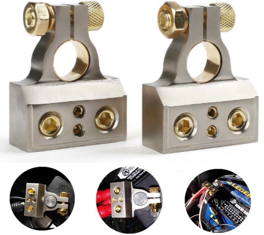 Dual-Size Car Battery Terminal Clamps: 0/4/8 AWG Connectors for Heavy-Duty Use