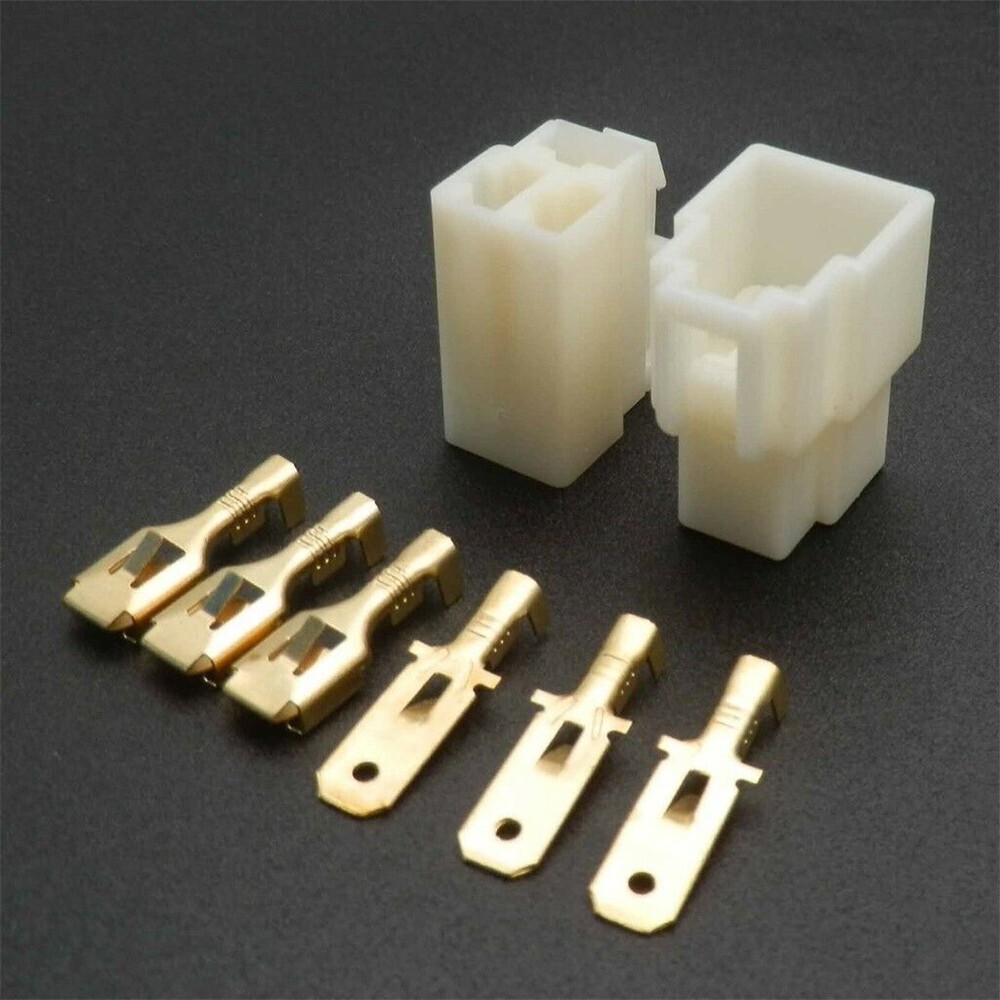 5 Sets Motorcycle 3 Pin Plug Electrical Wire Connectors 6.3mm Spade Terminal Kit