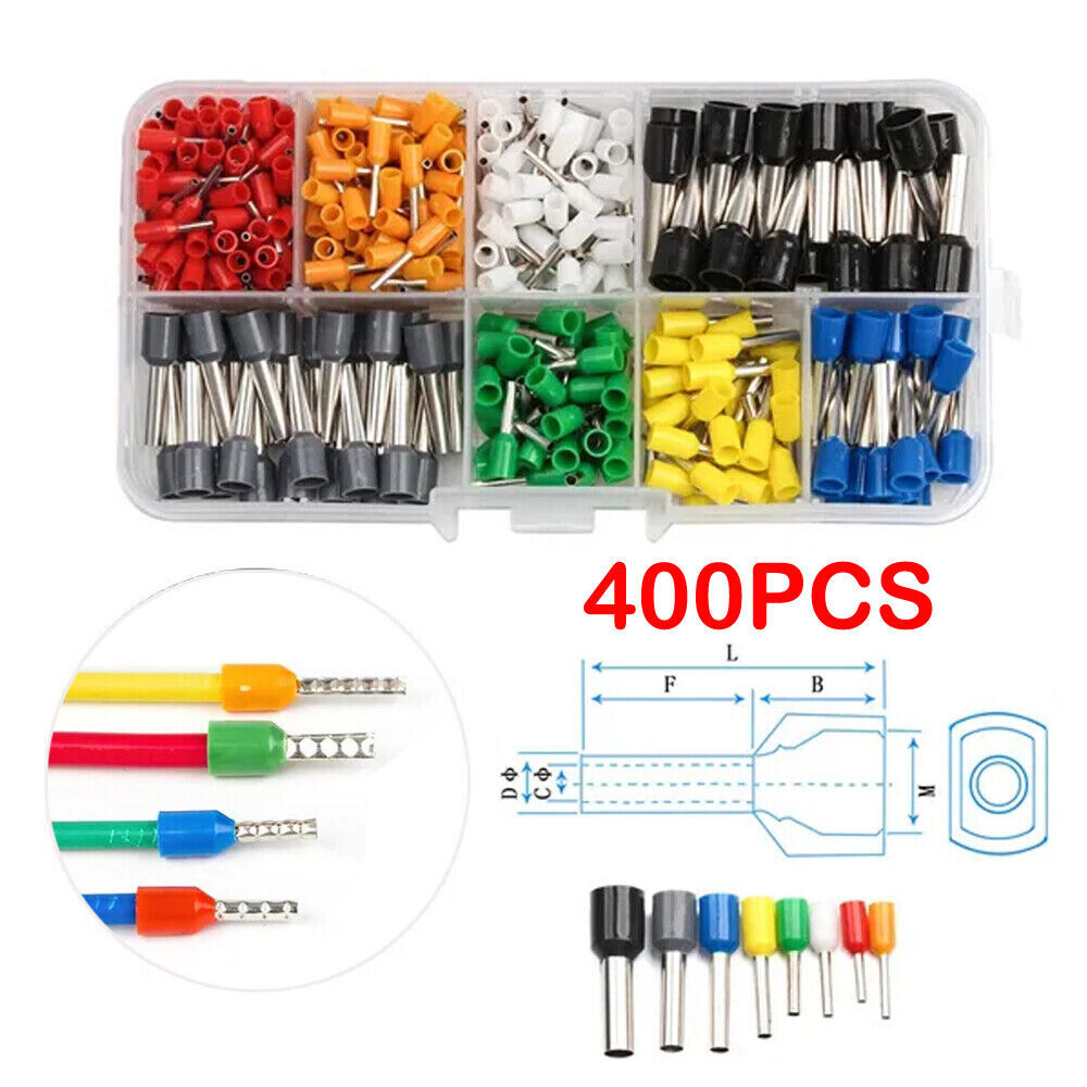 400/800PCS Insulated Crimp Cord Terminal Wire Ferrule Cable Terminals Connector