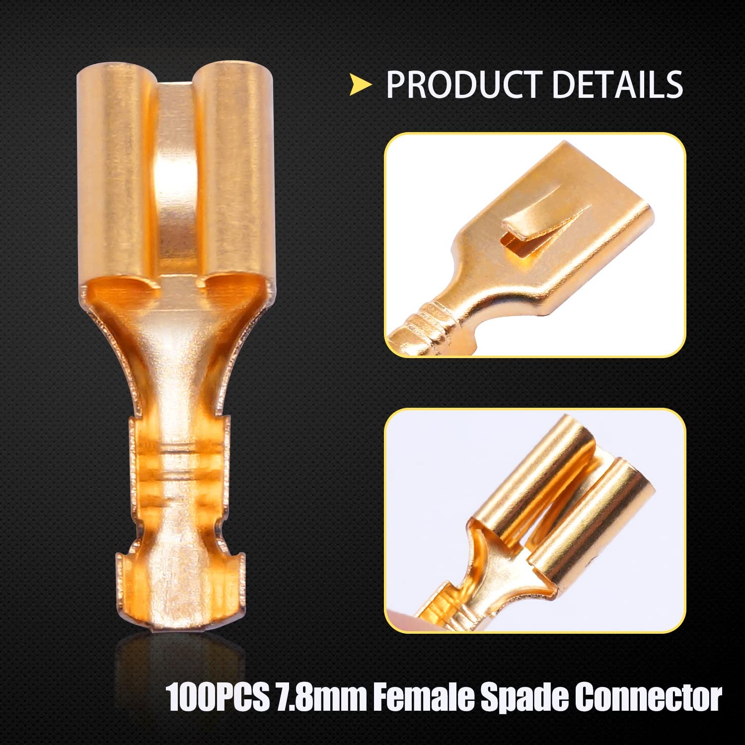 Twidec/100PCS 7.8mm Female Spade Connector Quick Female, 7.8MM-100PCS