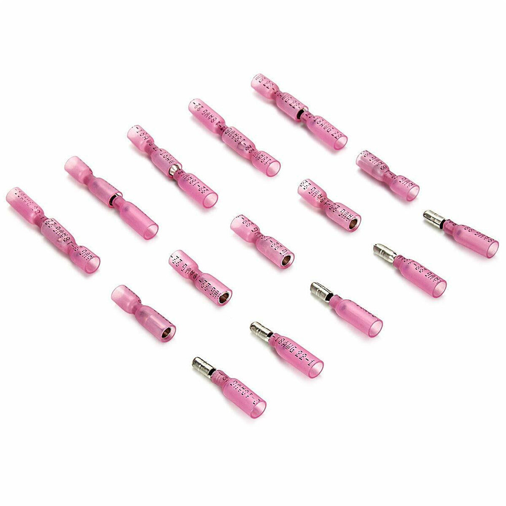 Red Heat Shrink Bullet Wire Connectors 22-16 AWG Female Male Crimp Terminals US