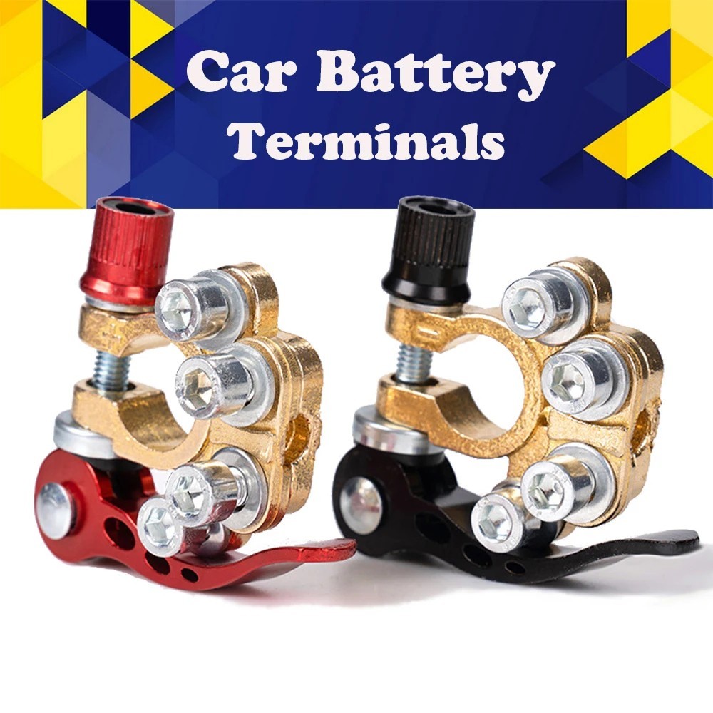 2PCS Car Battery Terminal Connectors Quick Release Positive & Negative Clamps