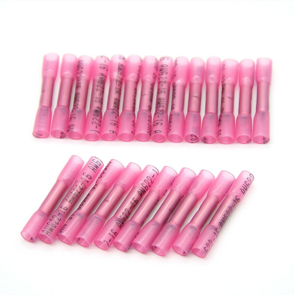 300Pcs Heat Shrink Waterproof Wire Connectors Red 22-16 AWG Butt Seal Terminals