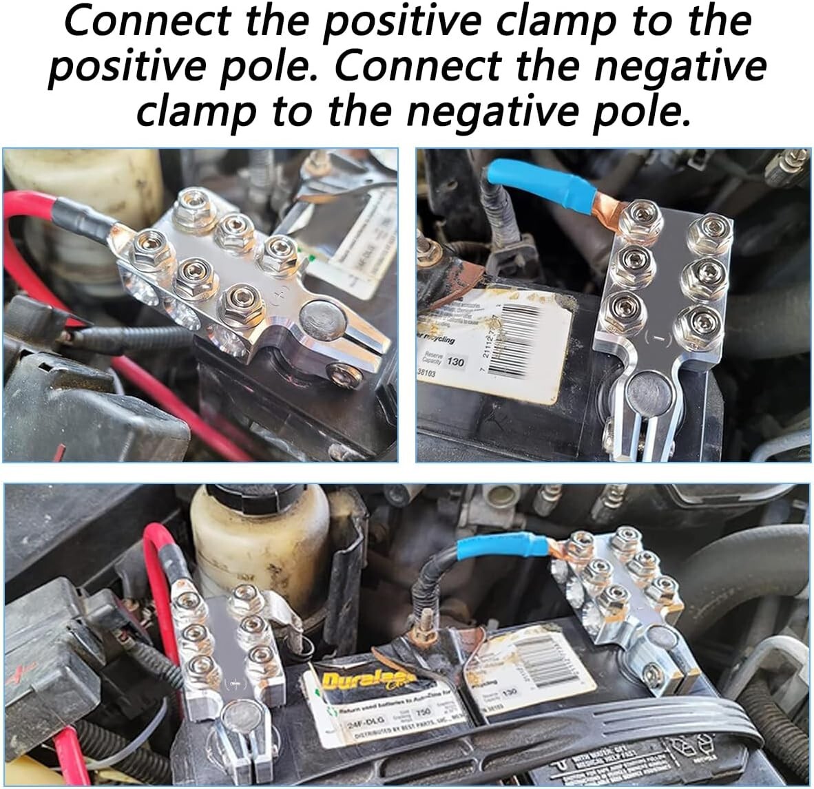 Car Battery Terminal Connector 12-Way Vehicle 8AWG up to 4/0(XL) AWG Gauge Clamp