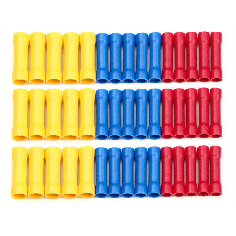 50/100PCS PVC/Vinyl Butt Splice Crimp Connectors Terminals AWG 22-16 16-14 12-10