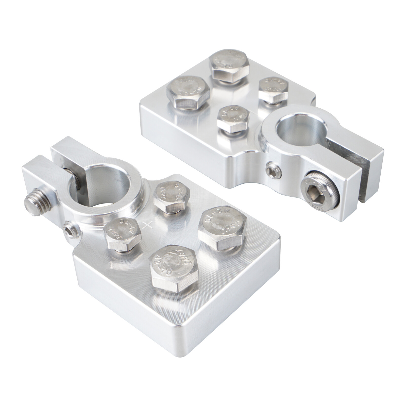 2x Car Audio 4 Spot Flat Multi Connection Battery Terminals For SAE post