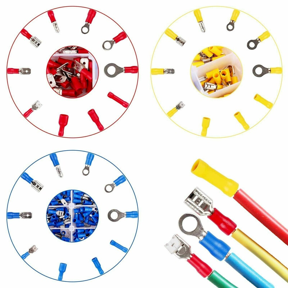 1200pcs Assorted Insulated Electrical Wire Crimp Spade Connector Terminals Spade