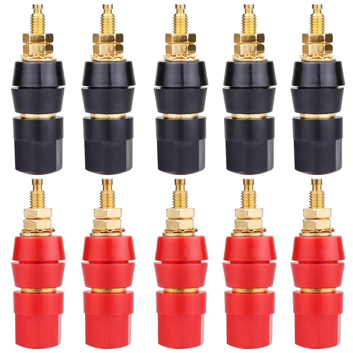 Clyxgs 10Pcs 4mm Banana Plug Socket 48 x 16mm / 1.9″ x 0.6″ (H*Max.D), Black