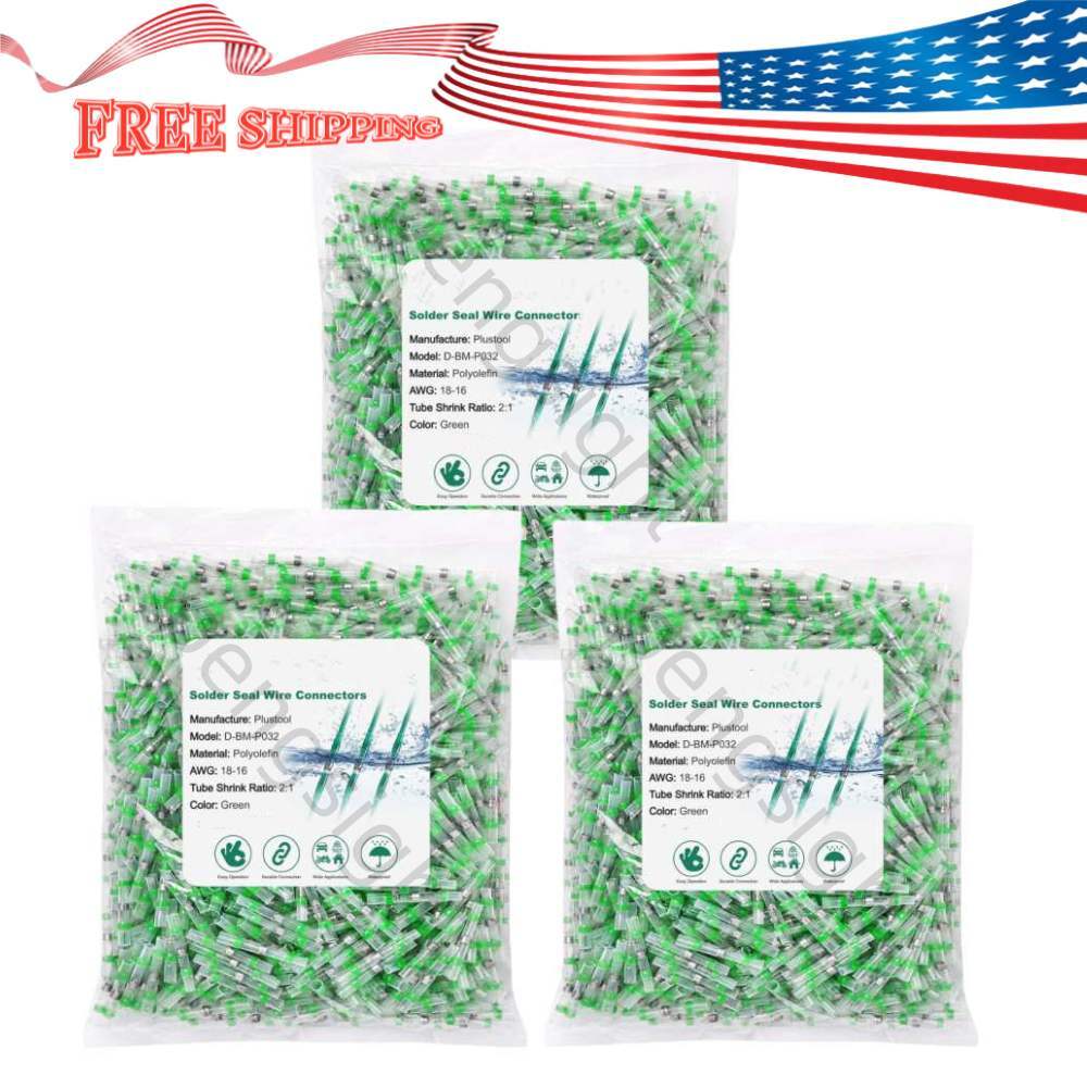 500-50x Solder Seal Sleeve Heat Shrink Wire Terminal Connector Green 18-16AWG