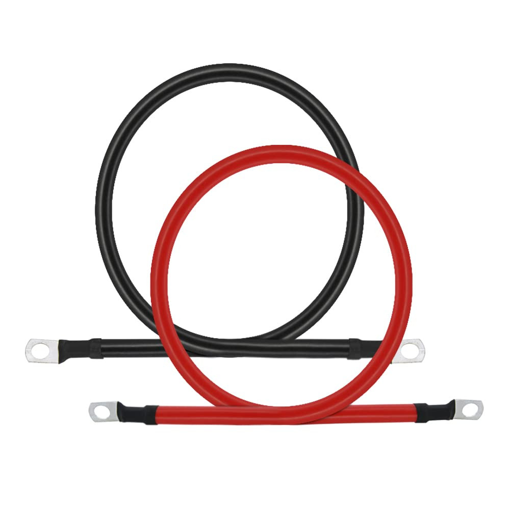 4 AWG 24 Inch Battery Inverter Cables Pure Copper 3/8″ Ring Terminals