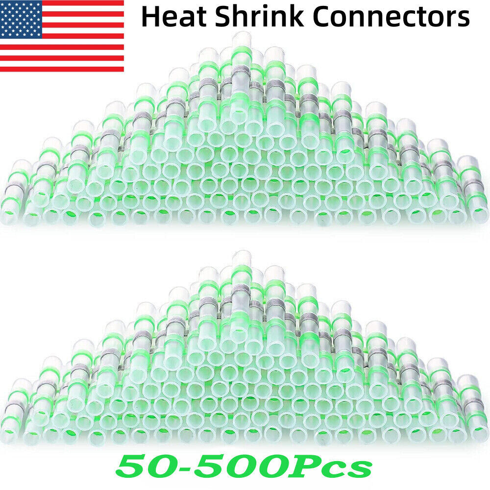 500-50x Solder Seal Sleeve Heat Shrink Wire Terminal Connector Green 18-16AWG