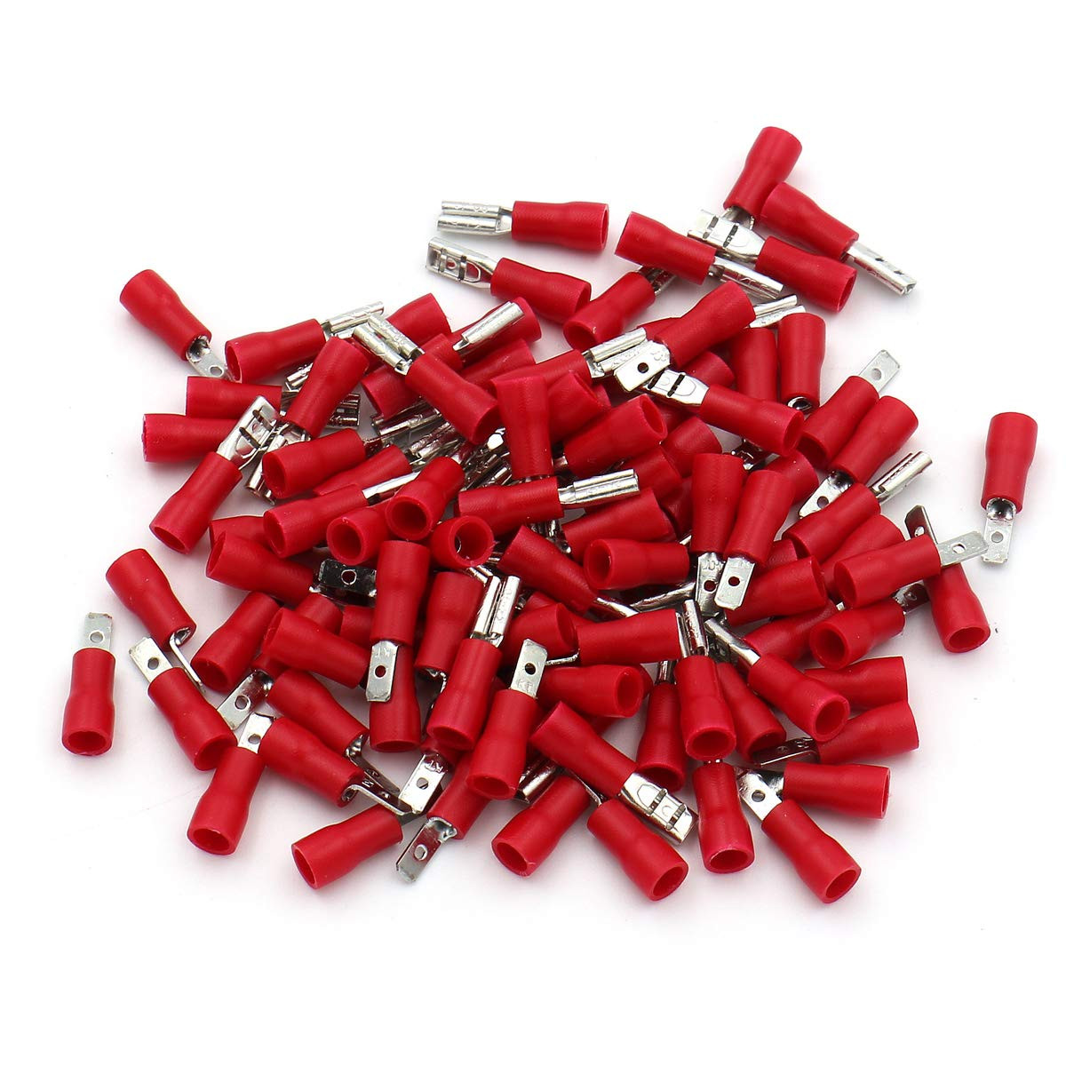 100 PACK 0.11″ Female/Male Insulated Spade Wire Connector 22-16 AWG 2.8 x 0.5mm