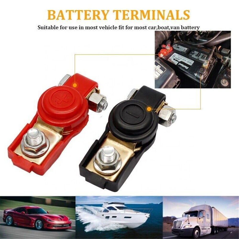 2x Car Battery Terminal Connector Clamp Clip Negative Positive / Red+Black @