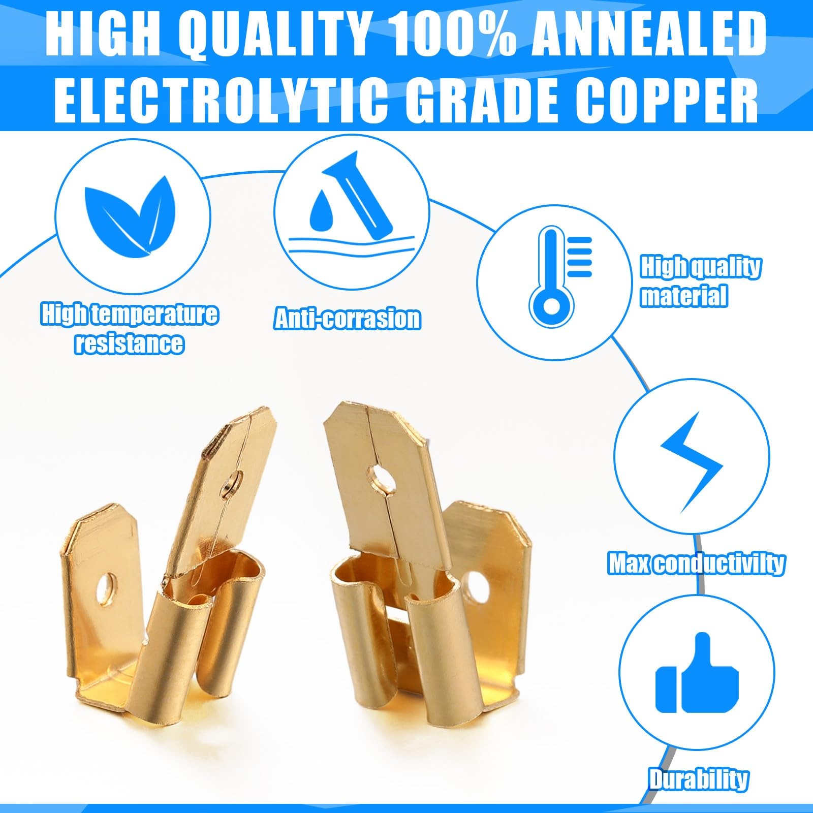 Tellegloww 25 Pcs Piggyback Spade Connectors, 3 Way Adapter Dual Male to Sing…