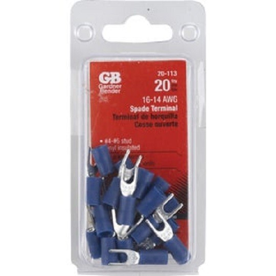 2-20pk-Gardner Bender 16 to 14 AWG #4 to #6 Yes Spade Electric Terminal 20-013