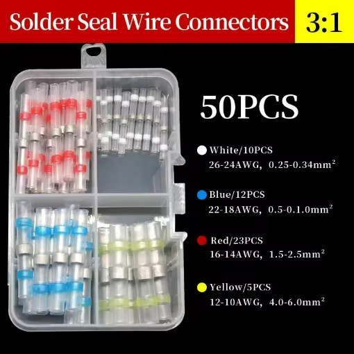 50-500Pcs Solder Seal Wire Connectors Heat Shrink Kit