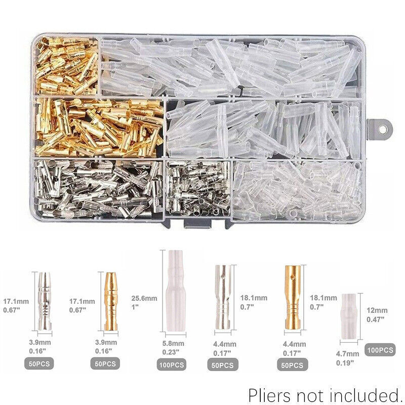 400X Assortment Male Female Bullet Terminals Electrical Wire Crimp Connector Kit
