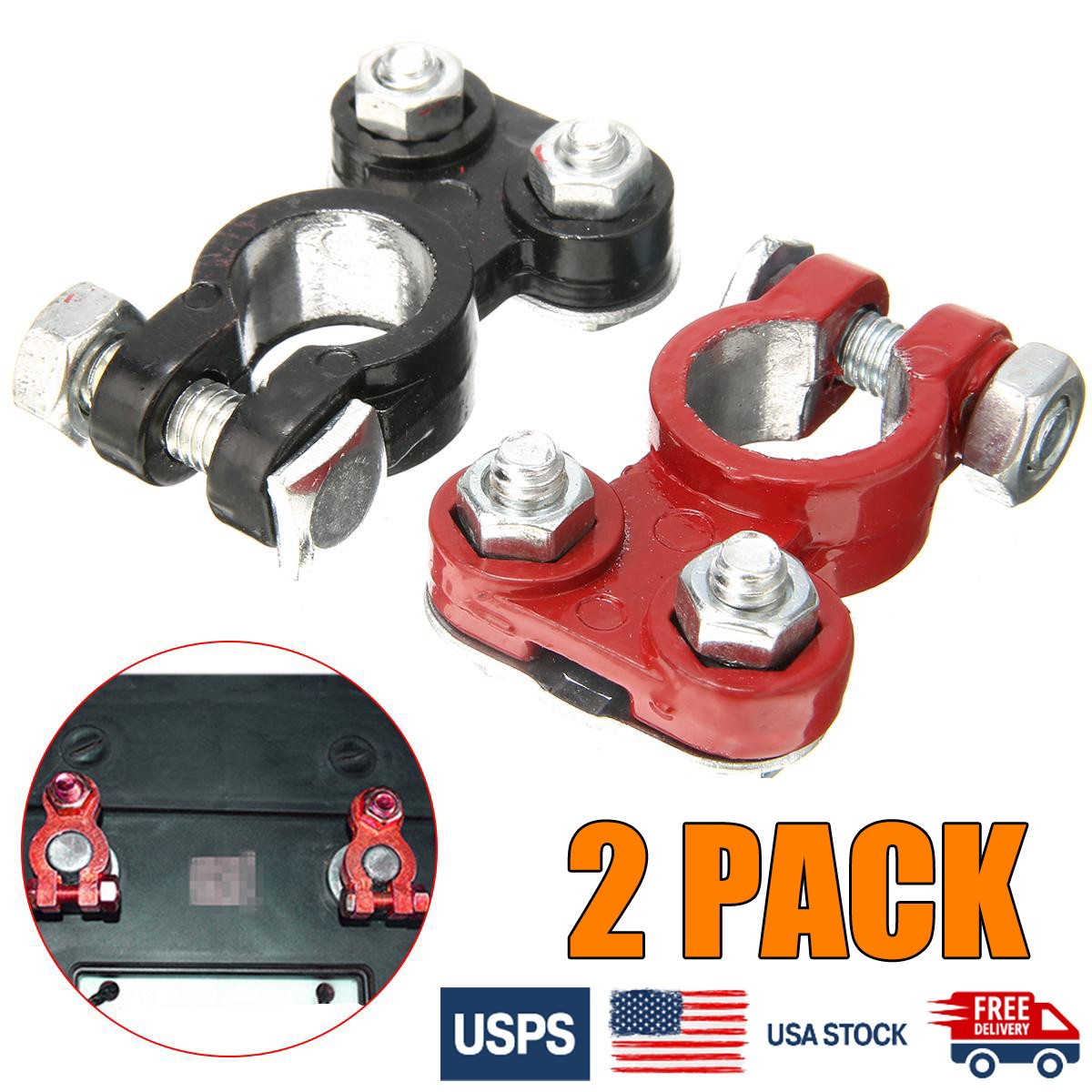2x Car Battery Terminals Connectors Zinc Plated Top Post Anti for Marine Boat RV