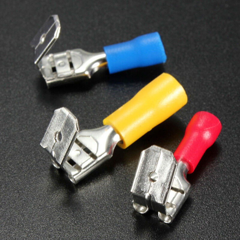 75pcs Insulated 6.3mm Piggyback Spade Crimp Terminal Connectors Assorted 1/4″