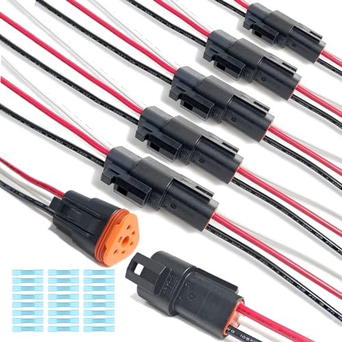 6 Kit Deutsch DT 3 Pin Black Male Female Wiring Harness, 16 AWG 6Set Black 3Pin
