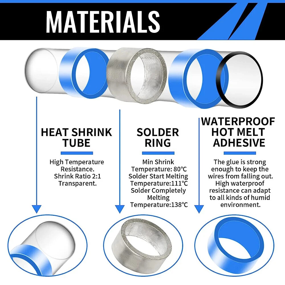 800 Heat Shrink Self Soldering Butt Connector Wire Solder Stick Splice Connector