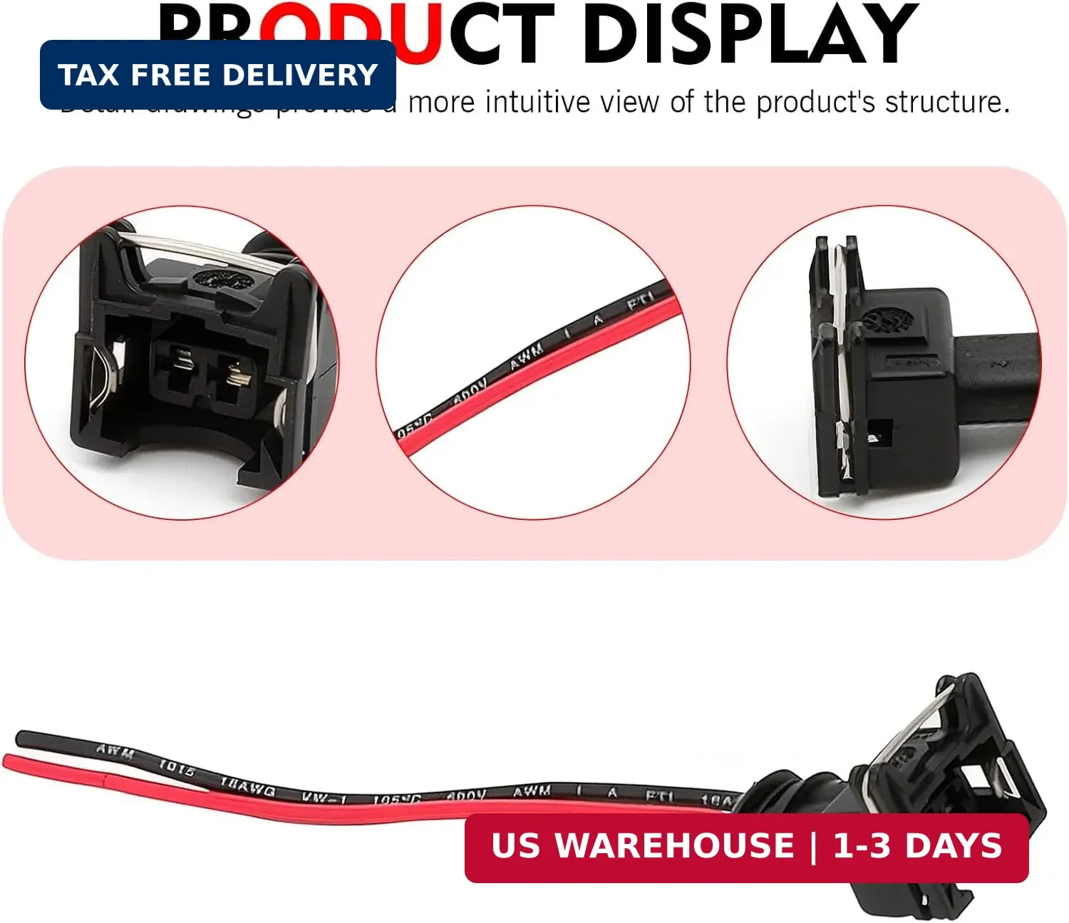 8 PCS Fuel Injector Connector, Fuel Injector Wiring Harness, Waterproof Copper C