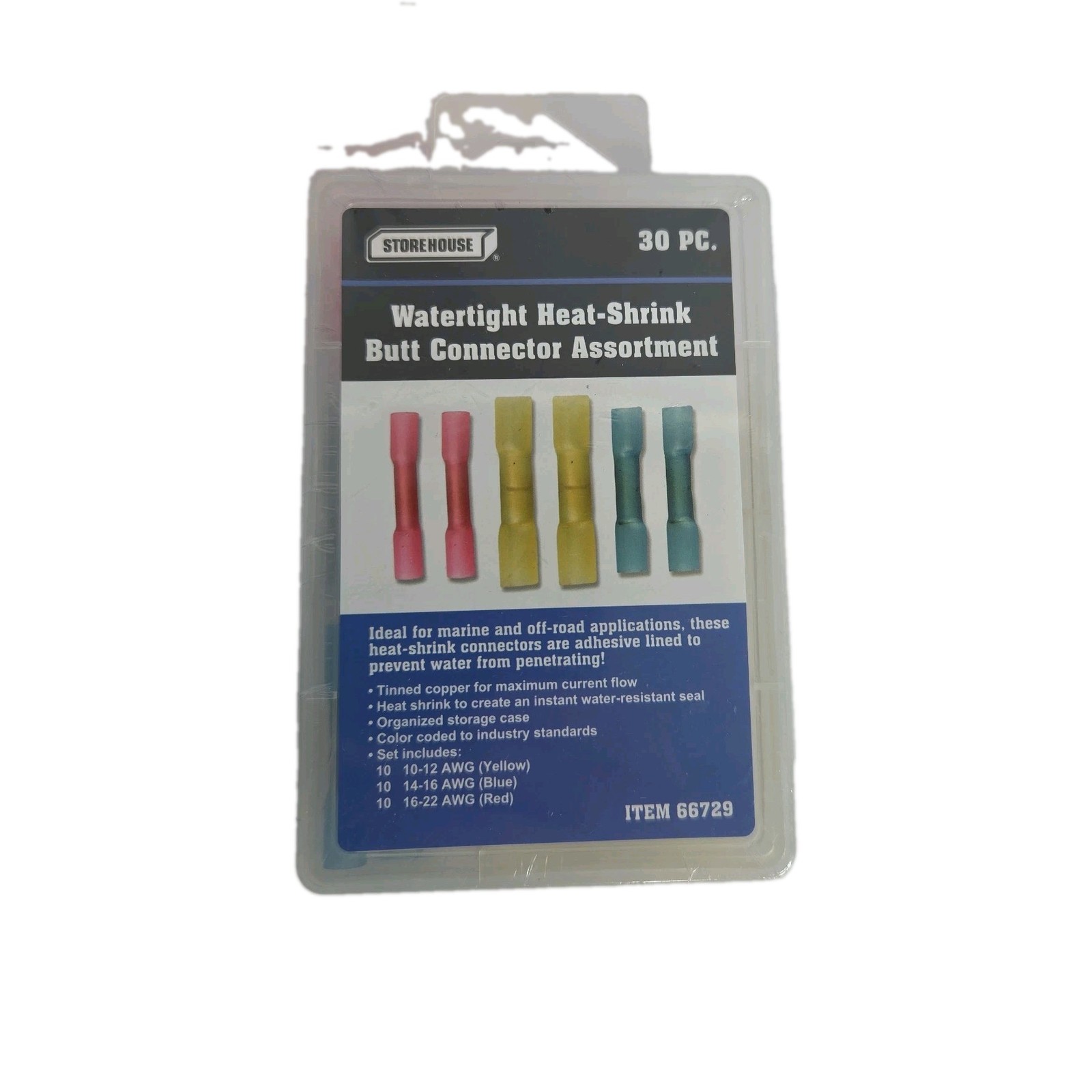 30 Piece Watertight Heat-Shrink Butt Connector Assortment 10-22 AWG Color Coded