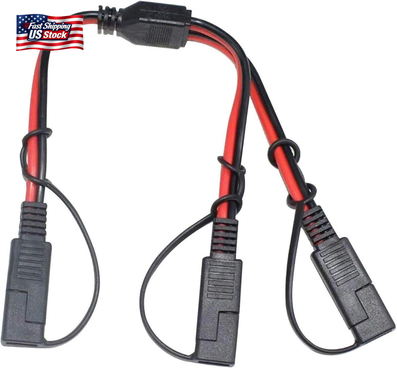 14AWG SAE DC Power Automotive Connector Cable Y Splitter 1 to 2 SAE Extension Ca
