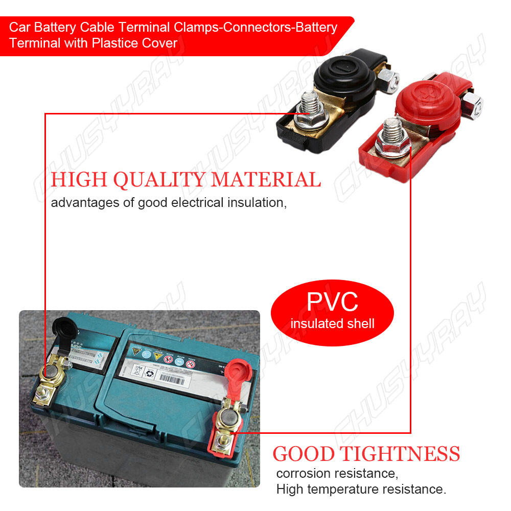 NEW Car Battery Terminal Connectors Clamp 2x Wire Lugs Cable Ends Copper Eyelet