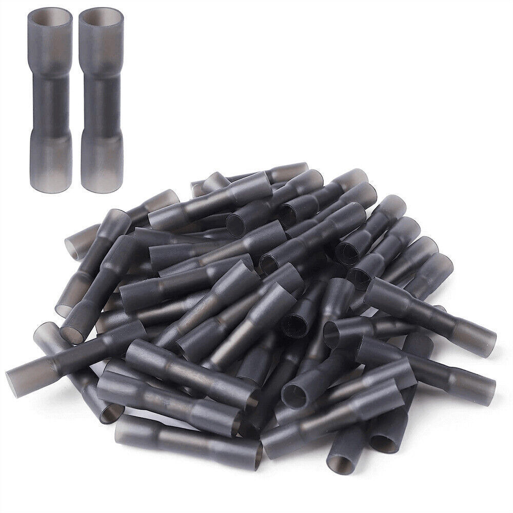 50pcs Black Waterproof Heat Shrink Butt Connector Splice Terminals 14-12AWG Wire