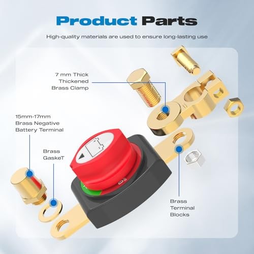 On/Off 275A Top Post Battery Switch with Negative Top Post with Brass Clamp