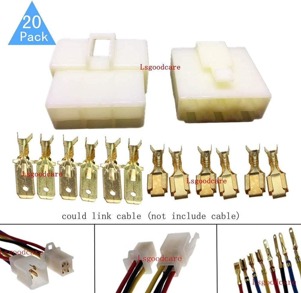 20Sets 6.3MM 6 Pin Way Electrical Automotive Wire Connector Kits Male Female Soc