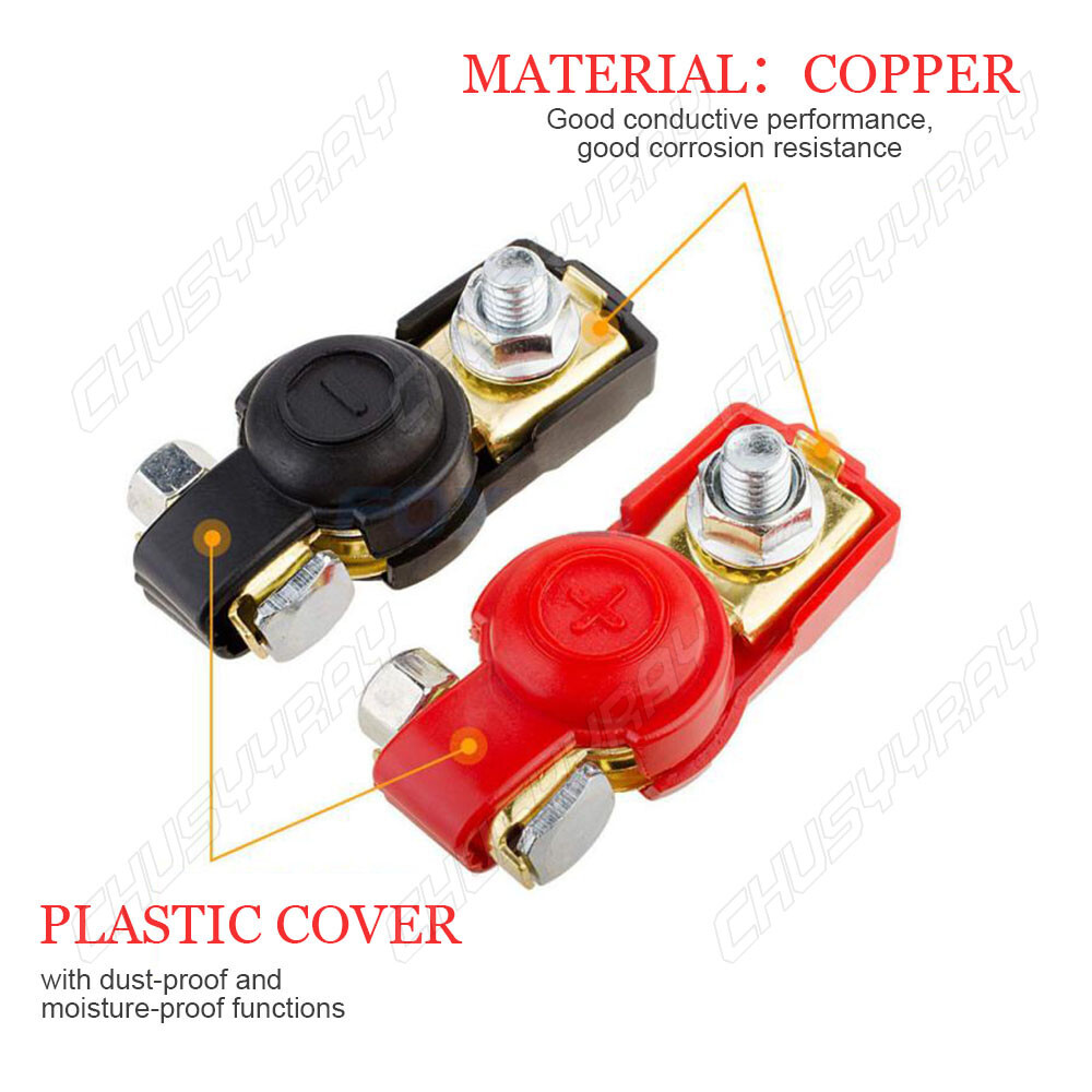 NEW Car Battery Terminal Connectors Clamp 2x Wire Lugs Cable Ends Copper Eyelet