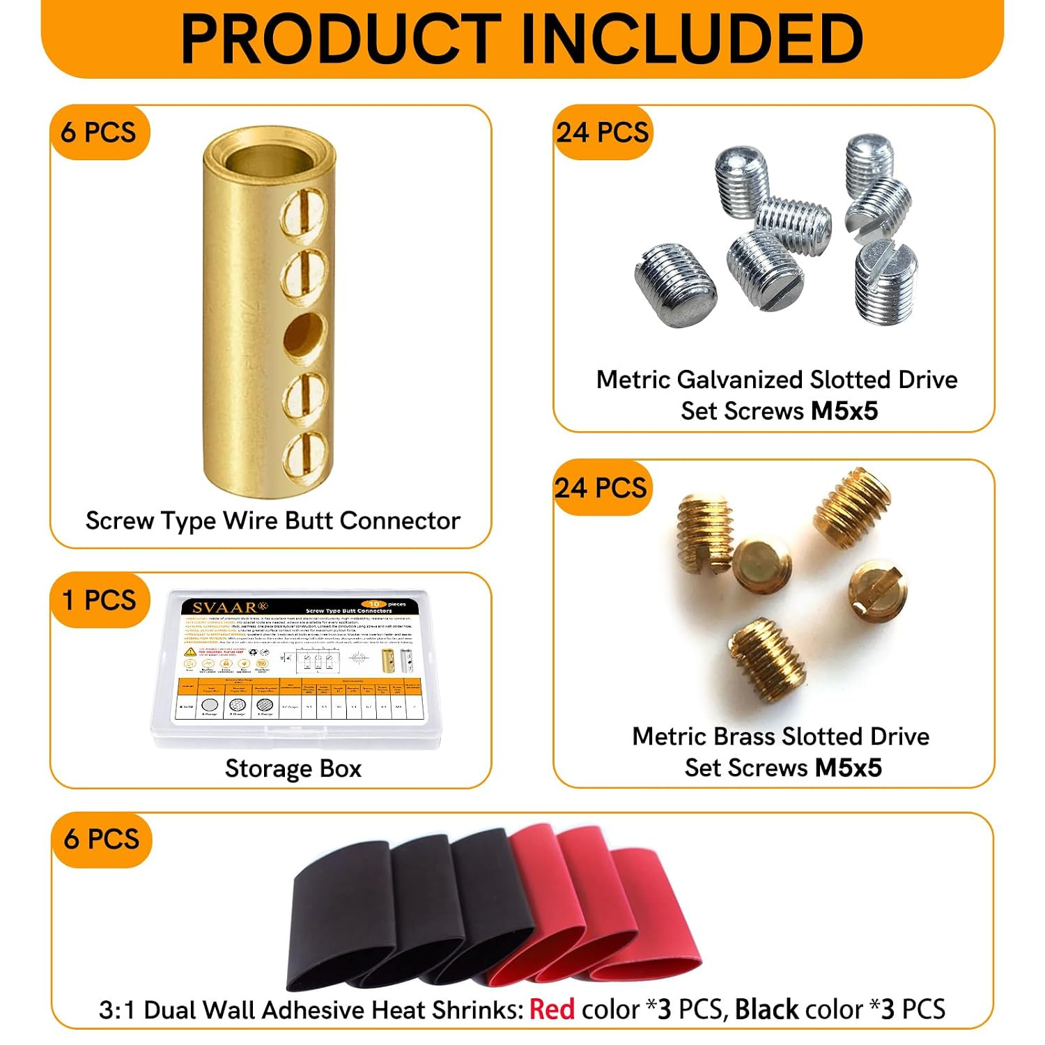 6 Gauge Wire Butt Connectors 6 PCS Brass Mechanical Butt Splice Connectors Kit 6