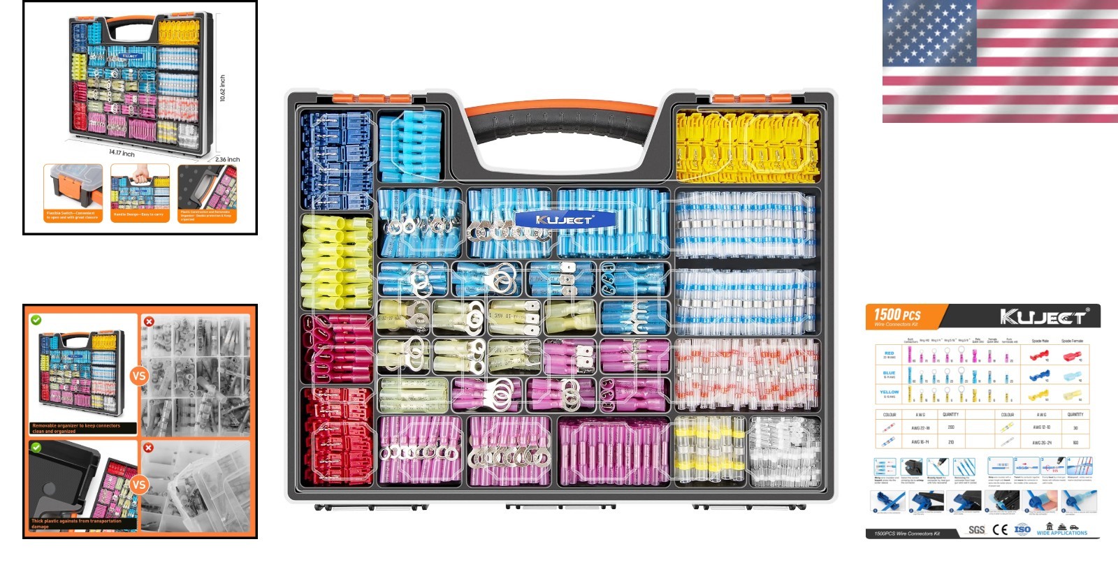 Waterproof 1500PCS Electrical Connector Kit – Perfect for Marine and Trucking