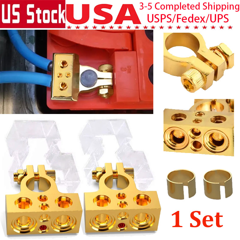 2x Car Battery Terminal Clamp Post Positive Negative Port 0 2 4 6 8 GA AWG Gauge