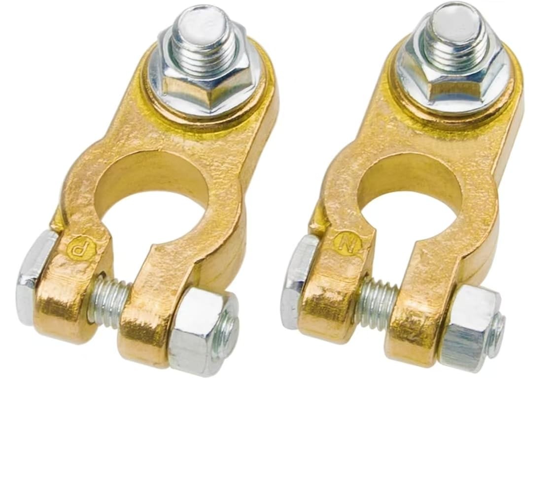 Universal Brass Battery Terminal Connectors, Top Post Clamp Set