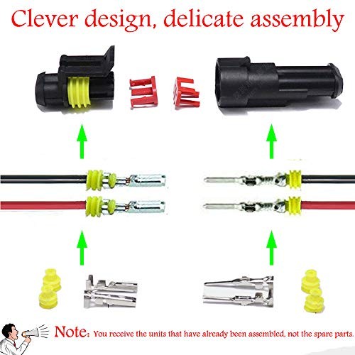 Way Car Waterproof Electrical Connector,16 AWG 2 pin Plug 2pin connector–5pack