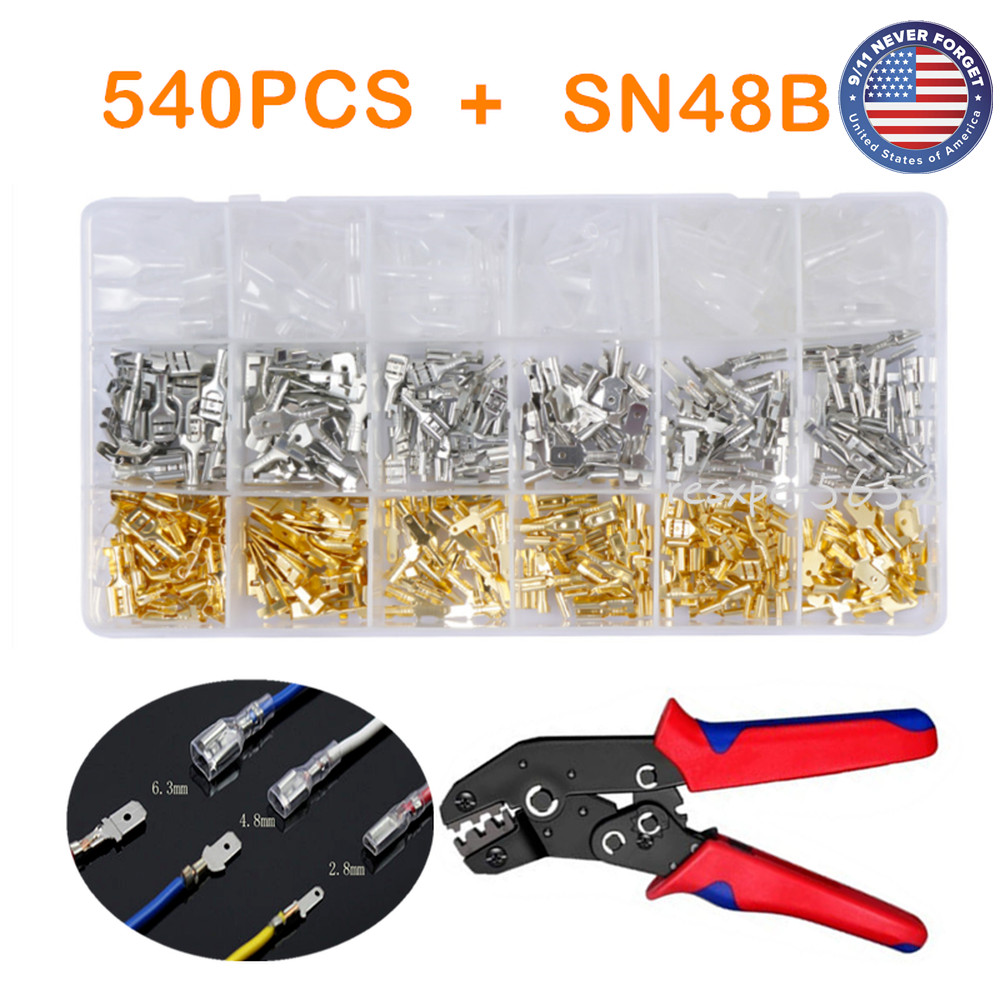 540X Assorted Insulated Crimp Spade Terminals Electrical Wire Connector Kit Set