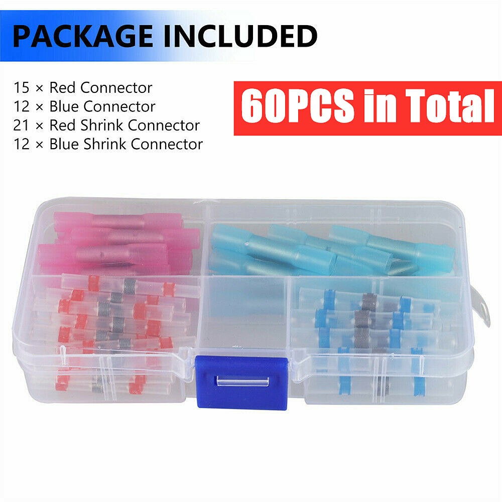 160PCS Solder Stick Seal Sleeve Heat Shrink Butt Wire Crimp Connectors Kit USA