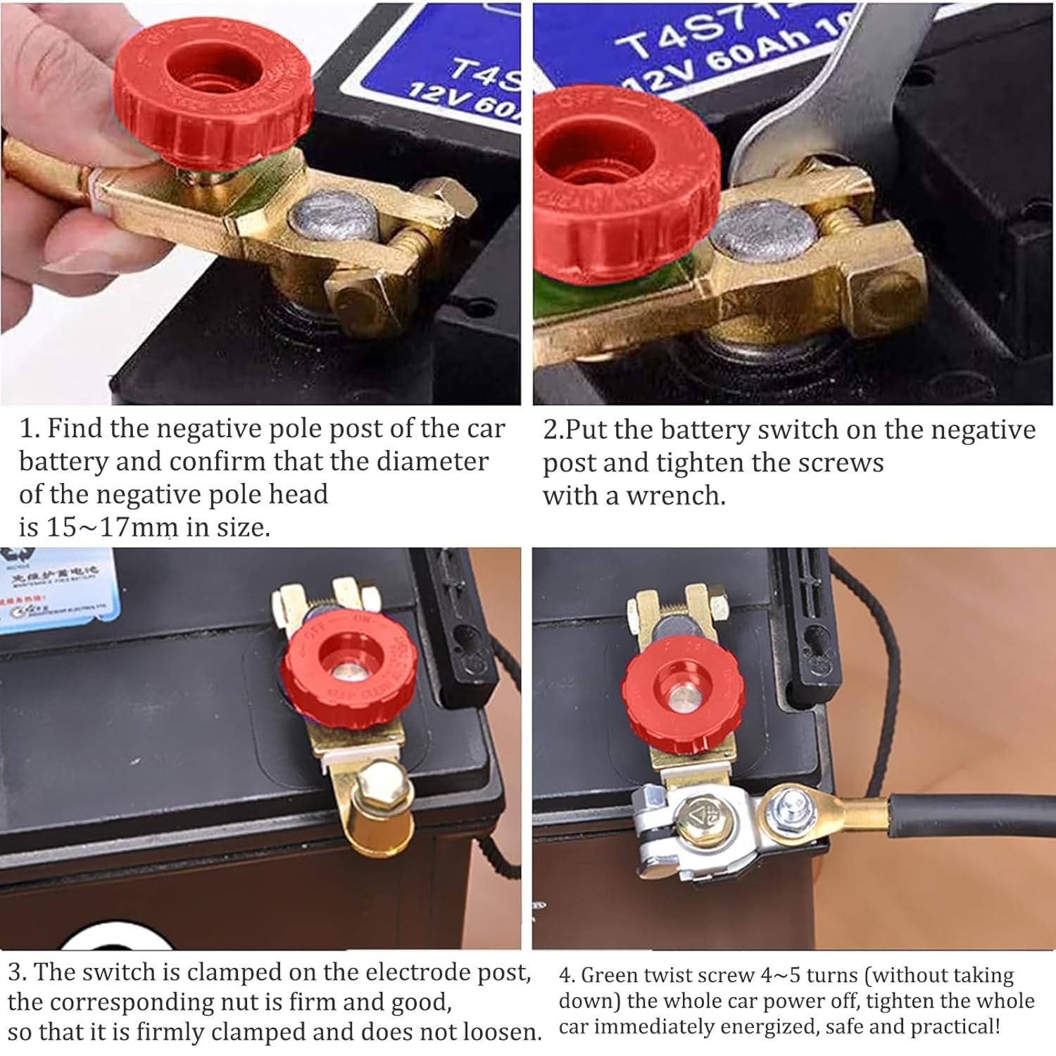 Top Post Battery Quick Disconnect Battery Cut Off Switch for Car Truck,12V/125