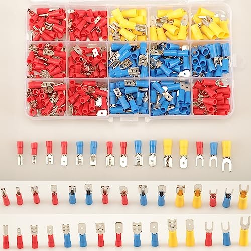 Feggizuli 330PCS Crimp Connectors, 2.8mm 4.8mm 6.3mm Male and Female 330pcs
