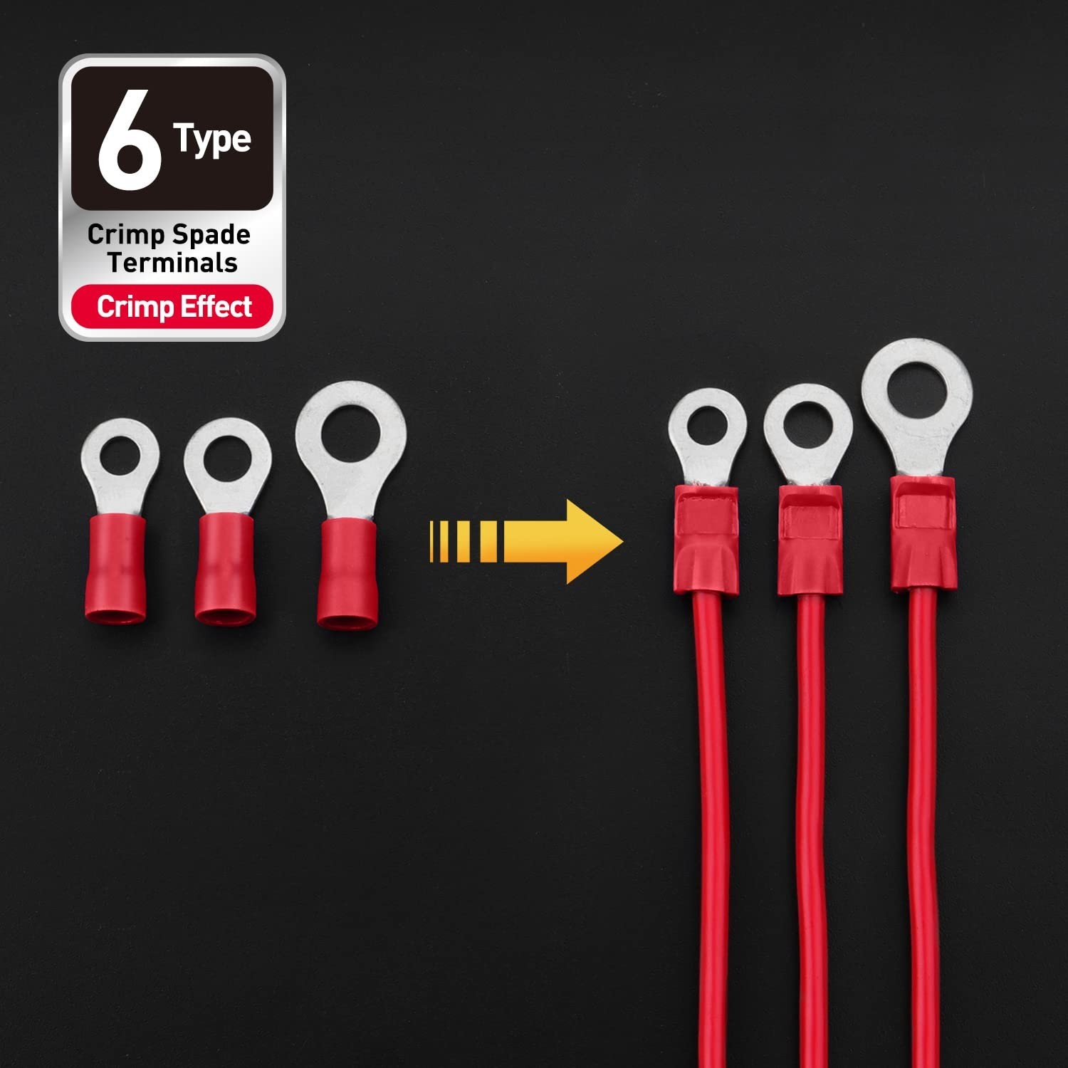 60PCS Listed PVC Ring Crimp Terminals – Insulated Tinned Copper Connectors