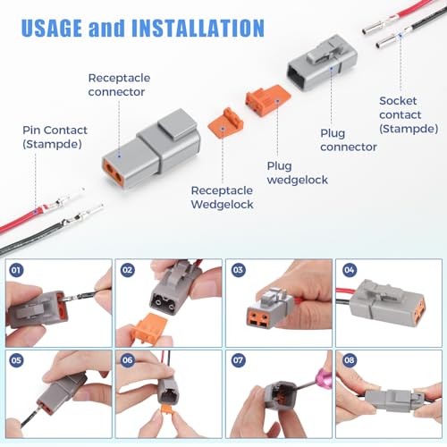 48 PCS Deutsch DTP Connector Kit 2 Pin Automotive Waterproof DTP 2 pin 6