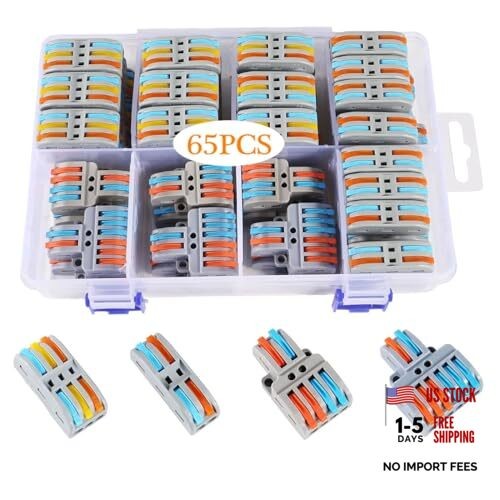 65 Pcs Lever Wire Connectors, Electrical Compact 65PCS mixed connectors
