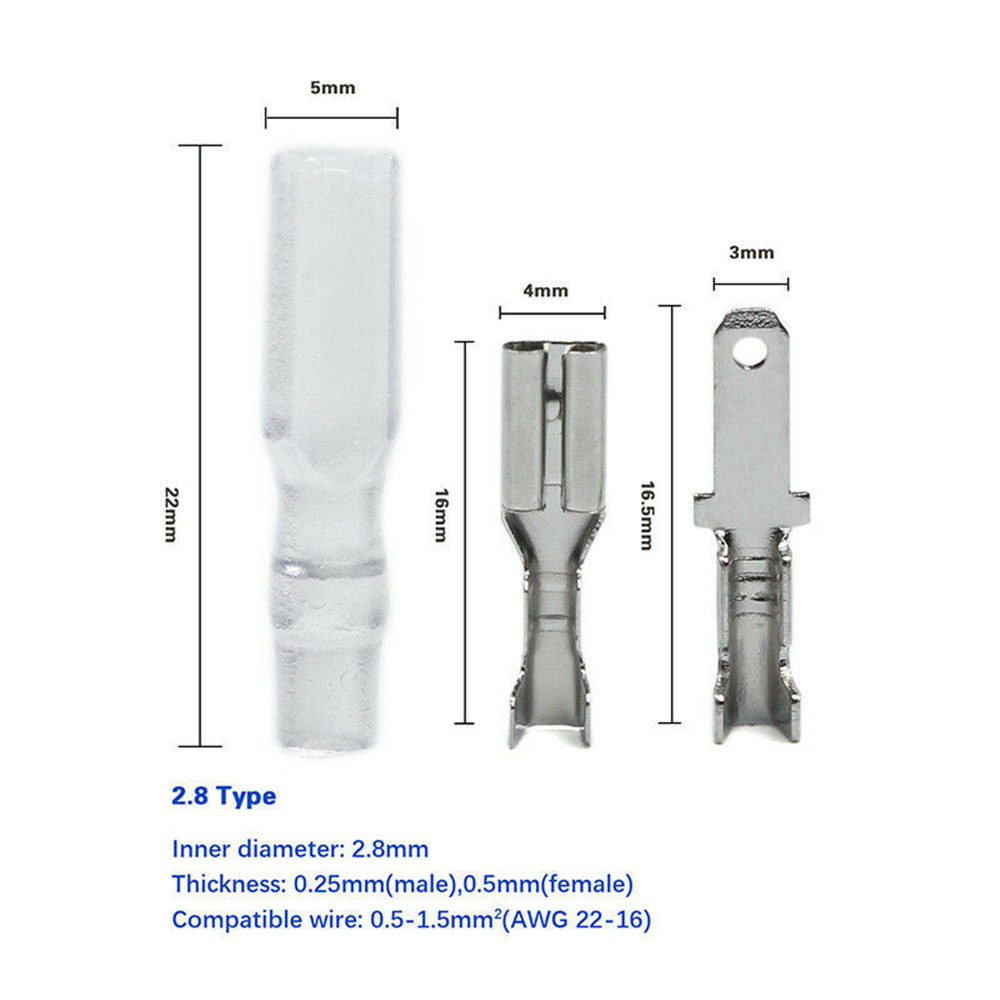 450PCS 2.8mm/4.8mm/6.3mm Female & Male Spade Connectors Wire Crimp Terminals