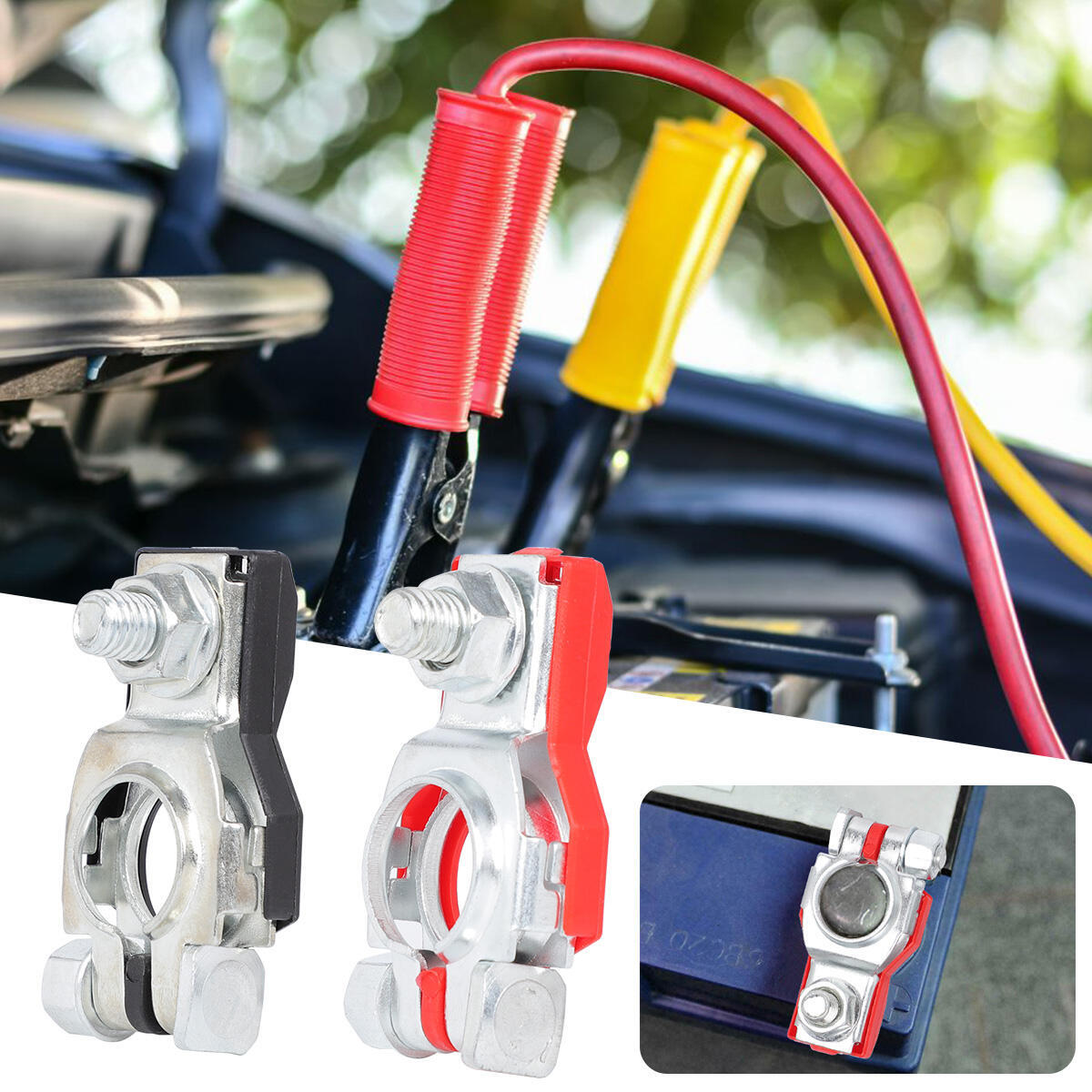 4PCS Battery Terminal Connector Top Post Positive Negative Heavy Duty Universal