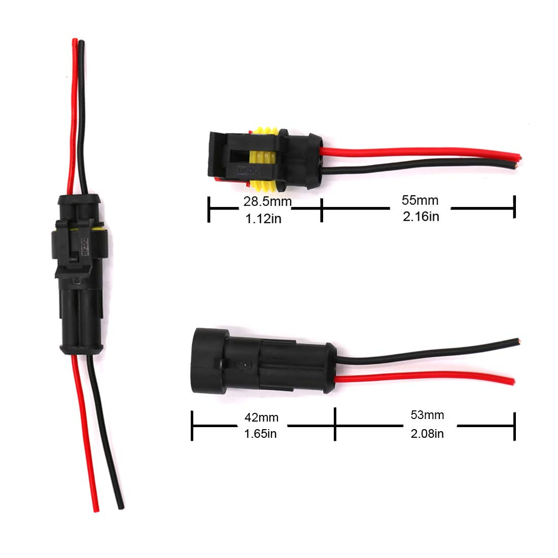 2 Pin Way Waterproof Electrical Connector Wire Harness 16 AWG Marine for Car